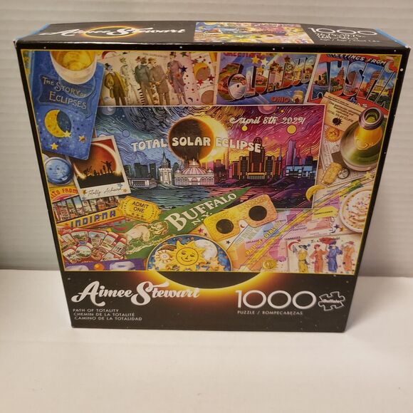 Lot 2  Puzzles 1000 piece each w/ Posters Path of Totality, One Quiet Morning - Picture 3 of 16